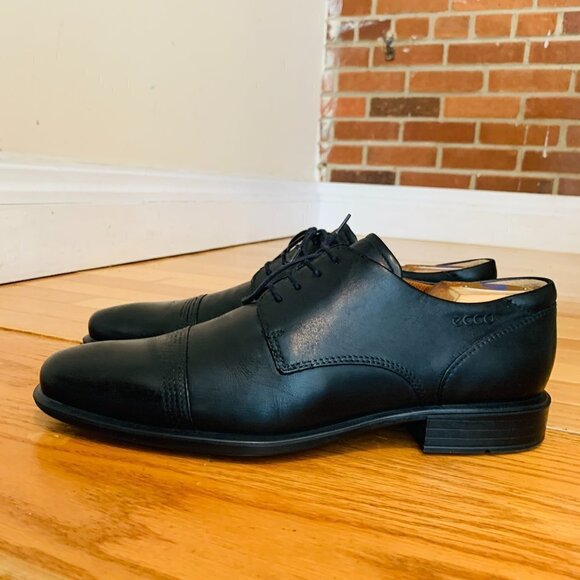 Ecco Men\'s Black Leather Cap Toe Dress Shoes US Size 9 main image 5